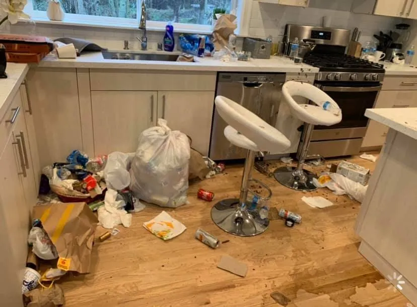 An STR host photographing guest-caused damage to document a short-term rental damage claim